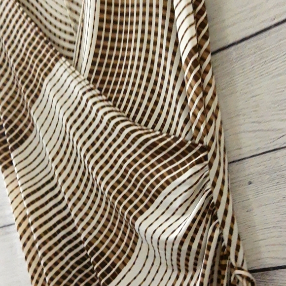 Geri C. New York Striped Faux Wrap Dress Brown Cream VTG 90s M/L - Picture 15 of 15